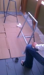 In the process of spray painting the primer on the ikea legs