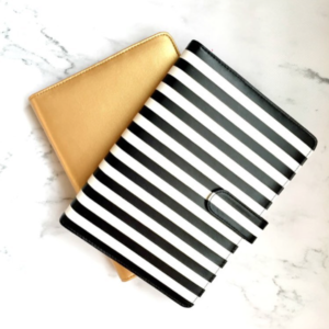 Nikki Kathryn Gold and Black & White striped A5 Binders